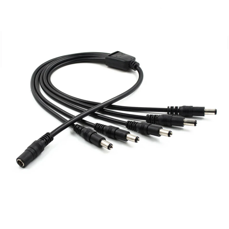  Hiseeu Wholesale DC Power Splitter Cable 1 Female to 5 2.1x5.5mm Dual Male For CCTV Camera System - 32687606043