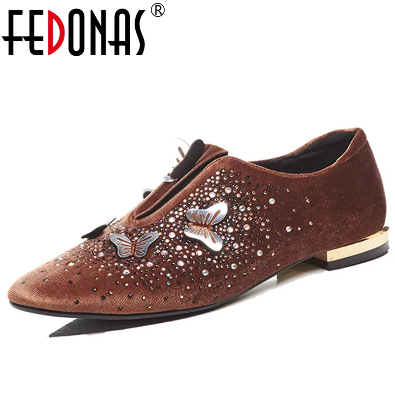 

FEDONAS Autumn Women Pumps Elegant Low Heels Comfortable Slip On Spring Autumn Butterfly Decoration Wedding Party Shoes