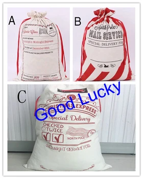 

50pcs/lot free shipping santa sack gift bag christmas canvas santa sack fast delivery canvas santa sack santa bag