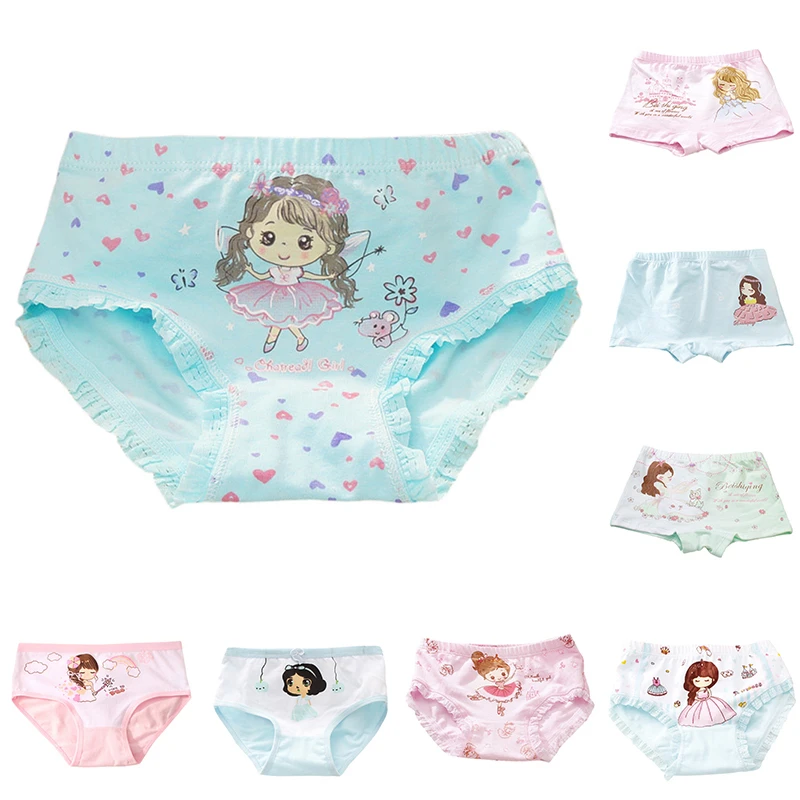 6pcs/1lot Kids Girls Cartoon Underwear Boxers Infant Princess Character Panties Student Cotton