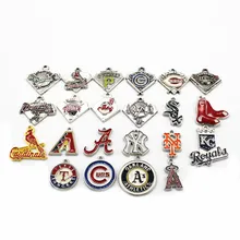 Hot Sale Mixs 20pcs/lot Enamel Sports Pendant MLB Baseball Teams Dangle Charms Fit Bracelet Earrings Necklace Making Jewelry