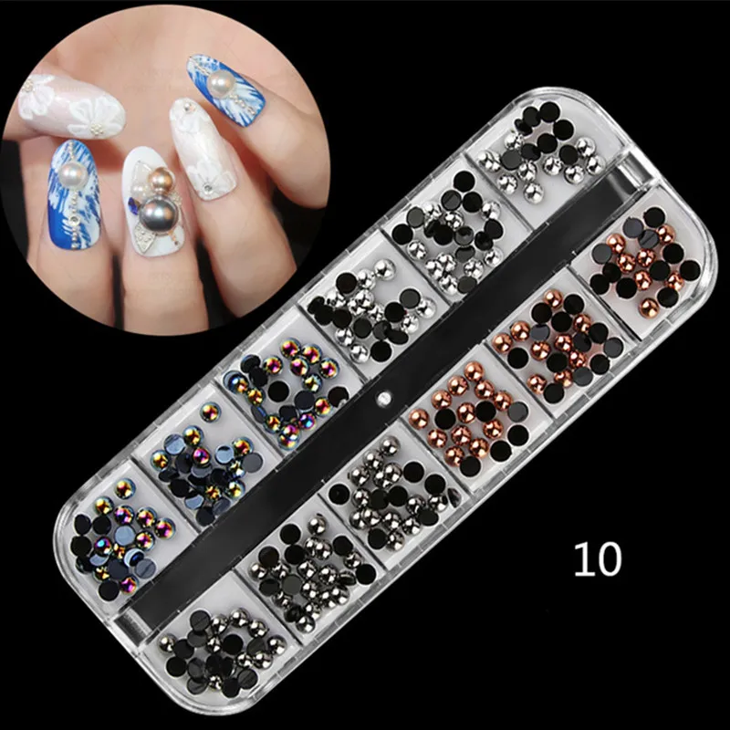 Colorful Rhinestones for Nails 3D Gorgeous Nails Art Tips Decals AB Acrylic  UV Gel with 12 Grids Hard Case Nail Art Decorations - AliExpress