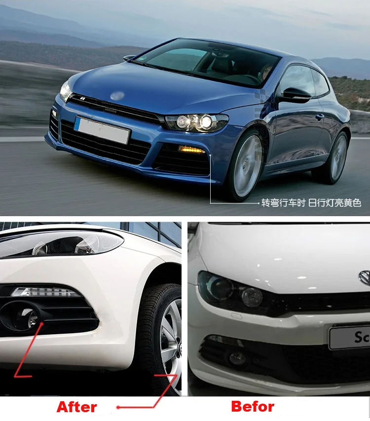 Ownsun новое обновление LED Габаритные огни DRL с желтым сигналом поворота для VW Scirocco 2009