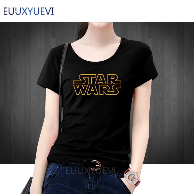 Camiseta de mujer de STAR WARS 2018 casual con letras impresas de alta calidad de algodón de manga corta Mujer Camisetas De de chica Camiseta de mujer de STAR WARS 2018 casual con letras impresas de alta calidad de algodón de manga corta Mujer Camisetas De de chica