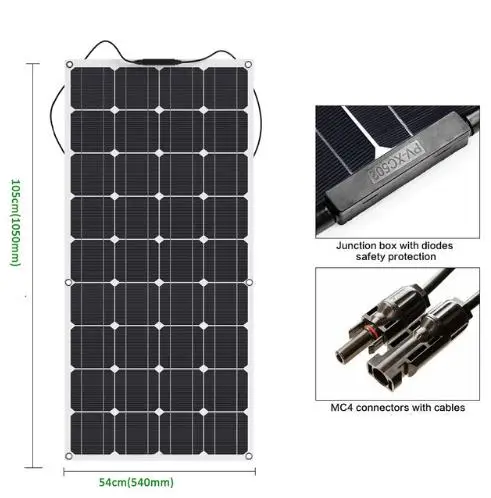 Чистый, электричество, 100 w производства электроэнергии полу-гибкие солнечные панели, Фотоэлектрической энергии