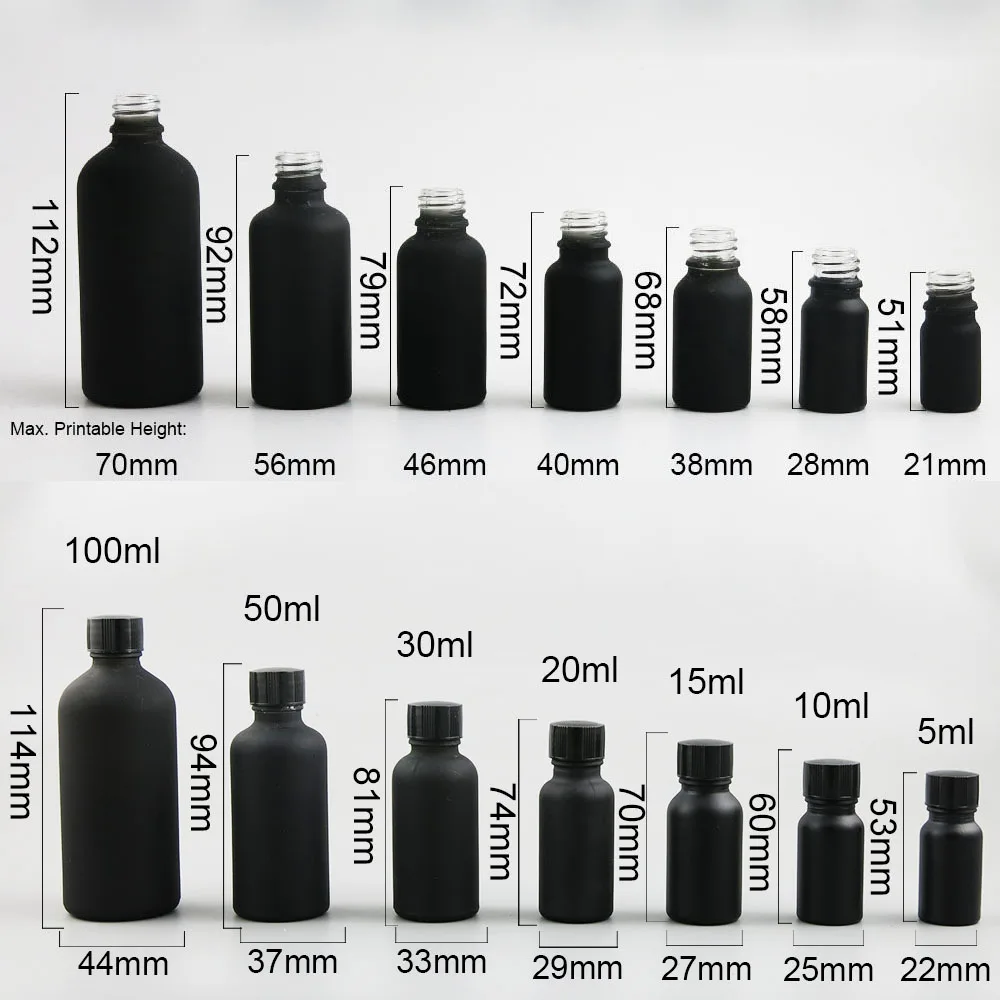 10x5 мл 10 мл 15 мл 20 мл 30 мл 50 мл 100 пилка для ногтей матовая черная стеклянная бутылочка с кисточкой для красоты Косметическая емкость бутылка