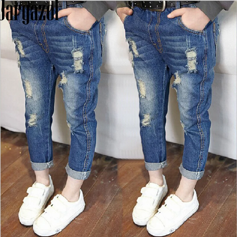 

Jargazol Baby Boy Jeans for Girls Spring Fall Broken Hole Denim Pants Toddler Girl Jean Fashion Kids Trousers Size 8 Children