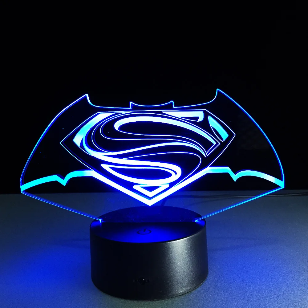 Colorful touch visual three dimensional lights Superman LED gradient 3D