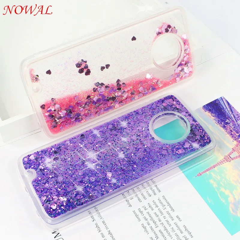 

NOWAL Glitter Bling Stars Hearts Case For Motorola Z2 Play G6 Liquid Quicksand Soft TPU Clear Cover For Moto G6 G5S G5 Plus Case