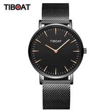 TIBOAT Rose Gold Mesh Stainless Steel Watch Men Watches Women Top Brand Luxury Casual Clock Ladies Wrist Watch reloj hombre sinobi top brand wrist watch men watch women black or white silicnoe men s watch women s waatches clock reloj hombre reloj mujer