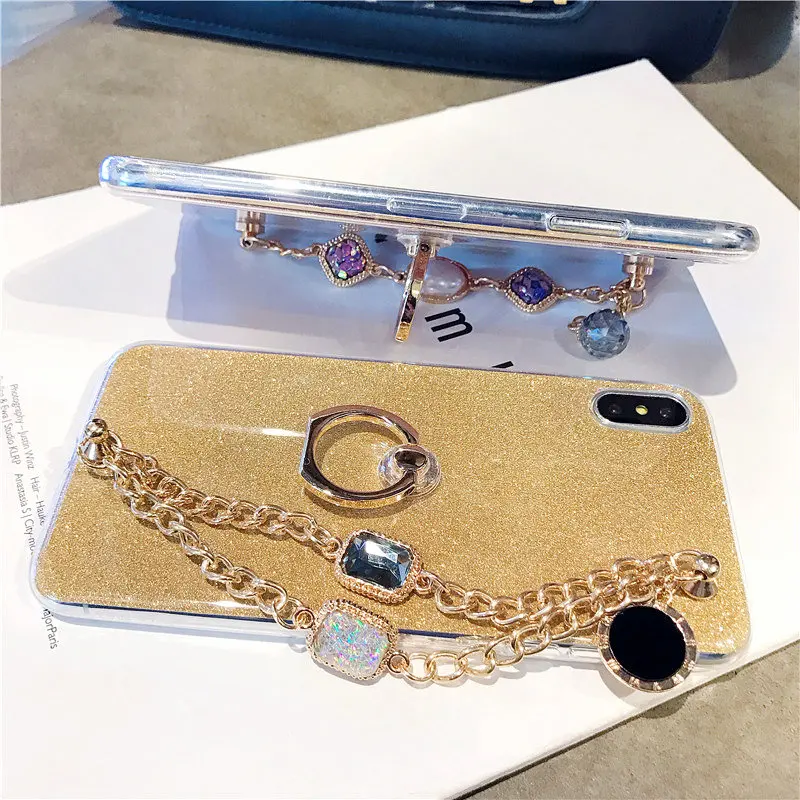 Яркие чехлы для samsung Galaxy A70 A60 A50 A40 A30 A10 A40S A6S A2 A9s A8S Core Bling кольцо Стразы браслет Чехлы бампер