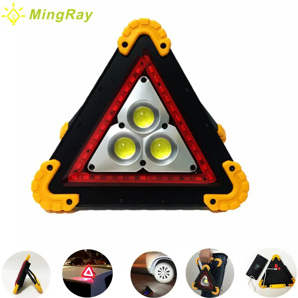 

MINGRAY USB Rechargeable Emergency Flood Light 18650 RED LED Portable Roadside Hazard Triangle Warning Spotlight Traffic Police