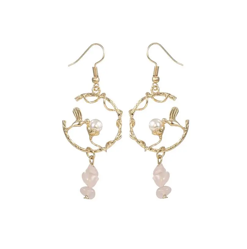 

CXW Free shipping 2019 Korean personalized asymmetrical earrings for women fashion forward feeling pearl pendant earrings A19
