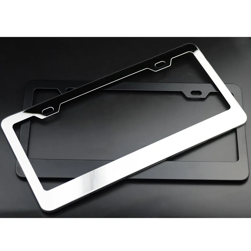 

CHIZIYO 2pcs Stainless Steel Auto License Plate Frame Tag Cover Holder For Truck Vehicles Silver Black With Screws For US Canada