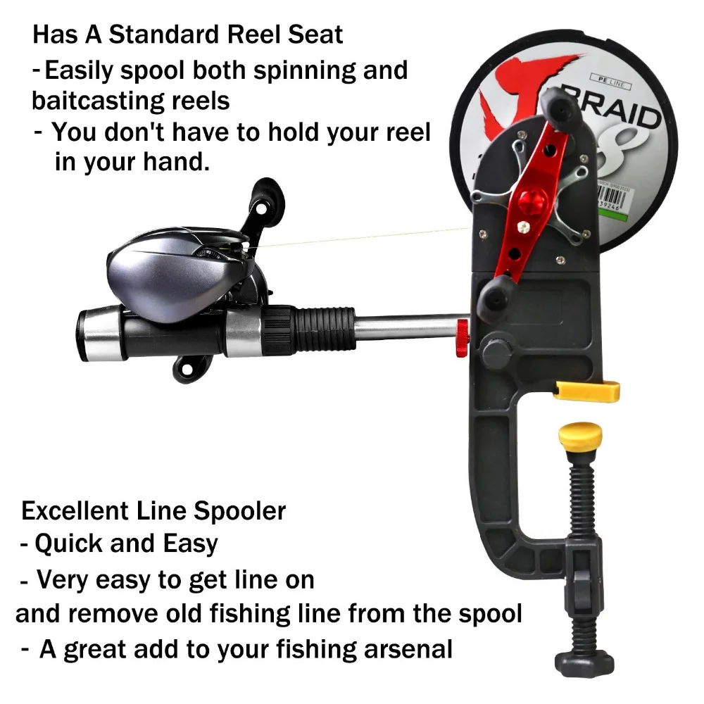 Portable Fishing Line Coiler Roll Spool Spooler System Tackle D6V2 Aluminium J3S2