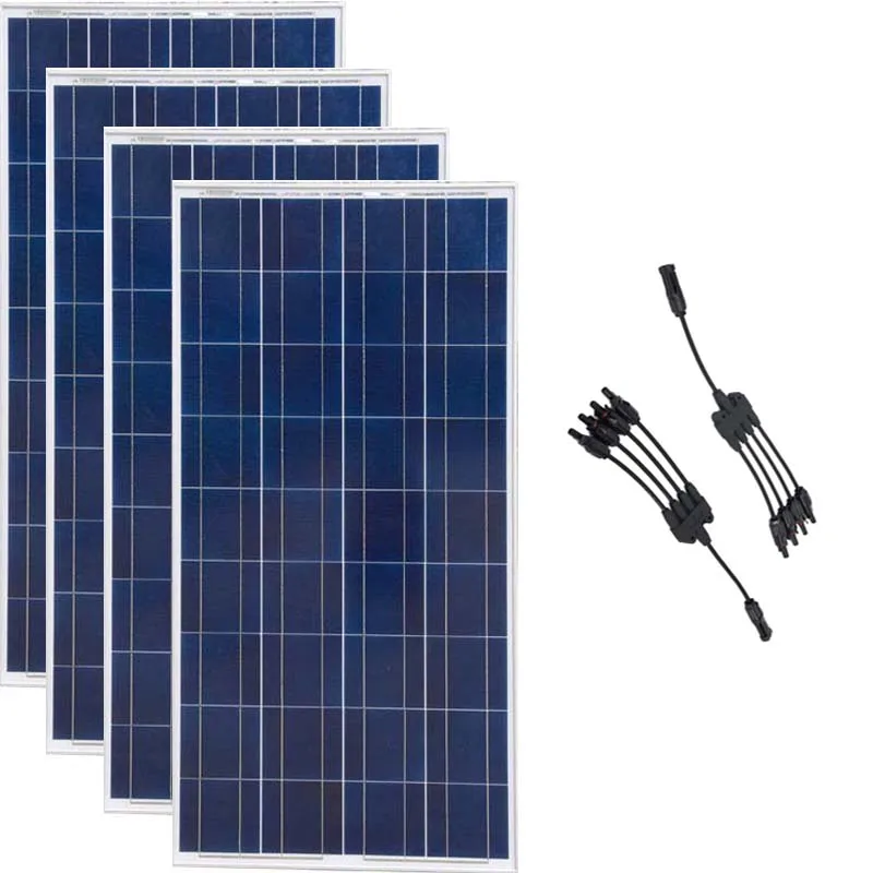 

Pannello Solare 12v 150w 4 Pcs Solar Panels 600w 220v Solar Home System 4 in 1 Mc4 Connector Rv Off Grid System Boat Caravan Car