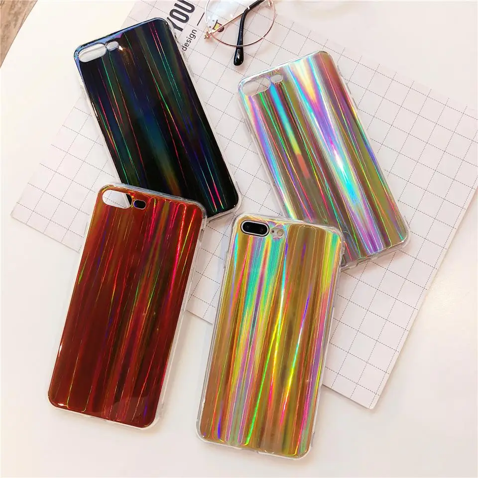 Aurora laser Silicone TPU IMD Case for iphone 7 Plus 5 SE 5s 6 6s 8 X XR XS Max Cover Glossy Soft Glitter Bling Phone Cases |
