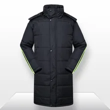 Длинная теплая зимняя куртка для мужчин, брендовая одежда, мужское хлопковое зимнее пальто, высокое качество, Черный пуховик, парки XD652