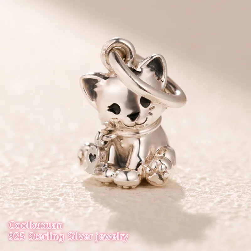 День матери стерлингового серебра 925 Сладкий кот очаровательные бусины-Подвески Подходит Pandora ювелирные изделия для создания браслетов