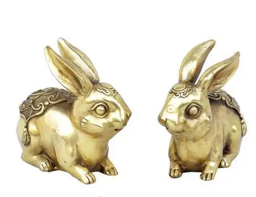

Lucky Chinese Fengshui Auspicious Wealth Zodiac Rabbits Hare Animal Statue Pair