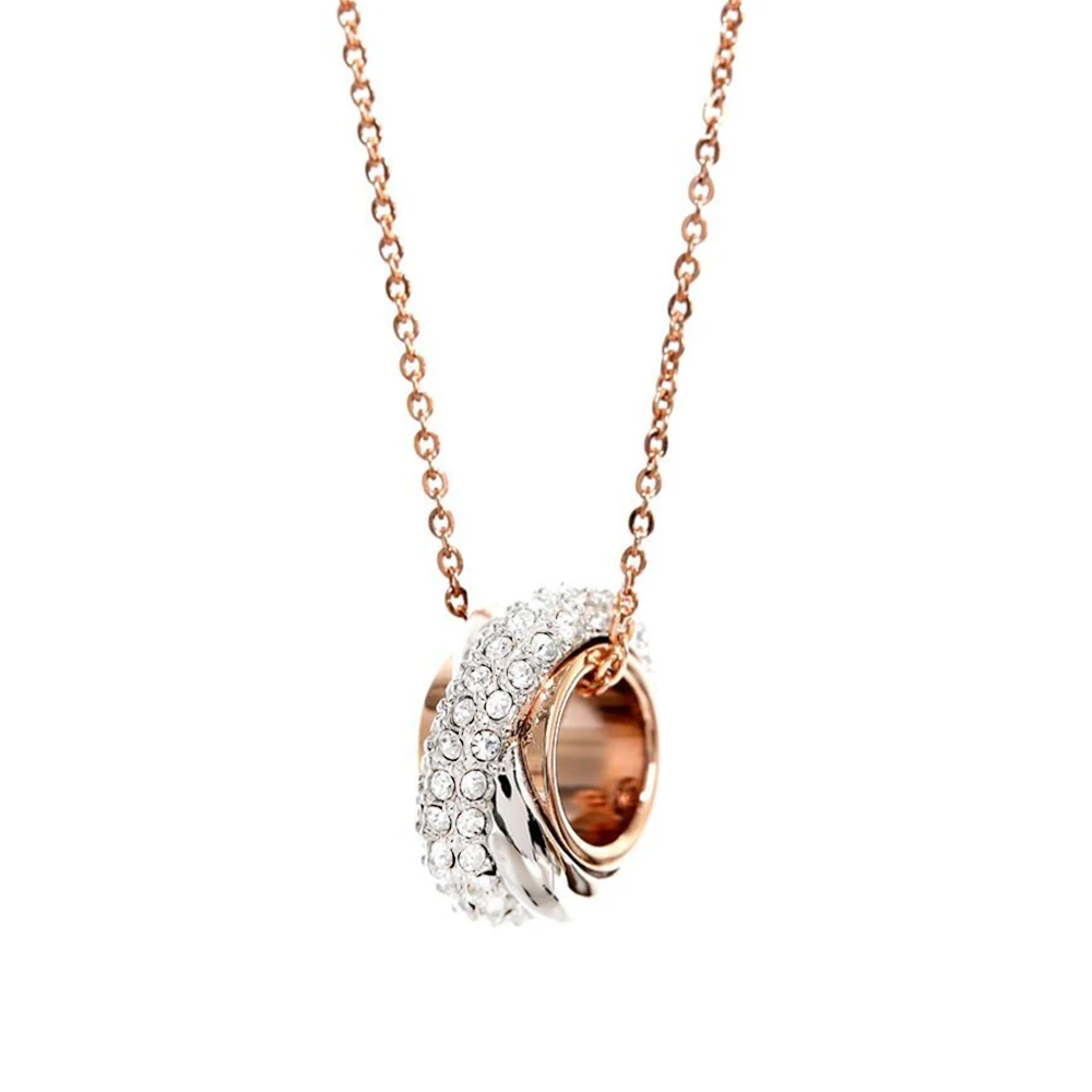 

SWA RO 2019 New Wave Necklace Rose Gold Original Wild Jewelry Female Clavicle Necklace Luxury Jewelry Romantic Birthday Gift