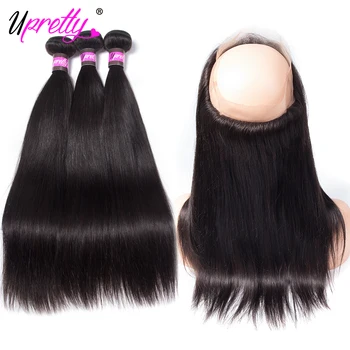 

Upretty Brazilian Straight Hair Bundles With 360 Lace Frontal Human Hair 2 3 Bundles With Closure 360 Lace Frontal With Bundle