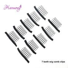 50 шт. черный парик расчески с полиэстеровой тканью 7 зубов парик аксессуары волосы парик расчески заколки для париков шапки