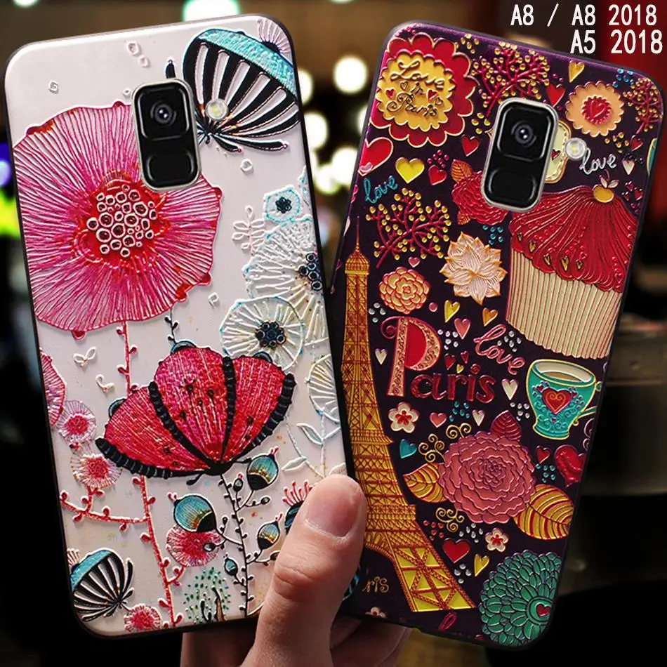 Чехол, чехол, чехол для Samsung Galaxy A8 2018 = A5 2018 силиконовый 3D милый мобильный на оригинальном роскошном заднем чехле для телефона