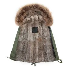 Зимние мужские парки с капюшоном с большим толстым воротником, меховая парка с кроличьим мехом, мужские пальто, тонкая куртка, Мужская верхняя одежда, армейское меховое пальто