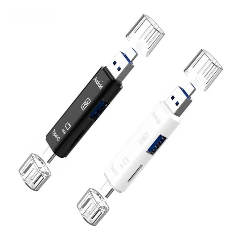 100 шт. 3 в 1 Многофункциональный Тип C Micro USB микро OTG USB 2,0 TF кардридер адаптер type-C флэш-накопитель адаптер для Android