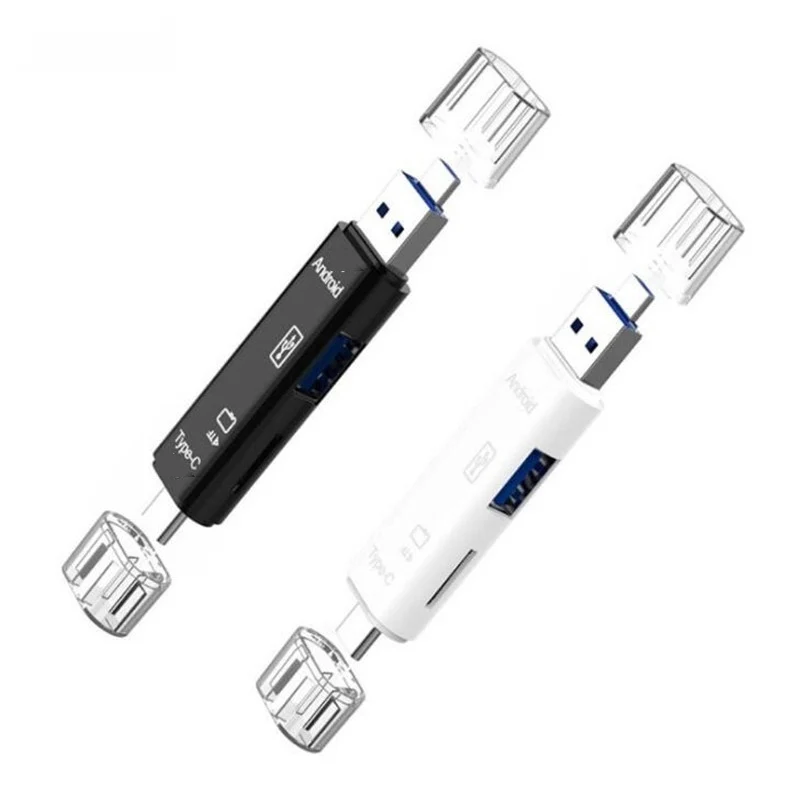 

100pcs 3 in 1 Multifunction Type C Micro USB MICRO OTG USB 2.0 TF Card Reader Adapter Type-C Flash Drive Adapter For Android