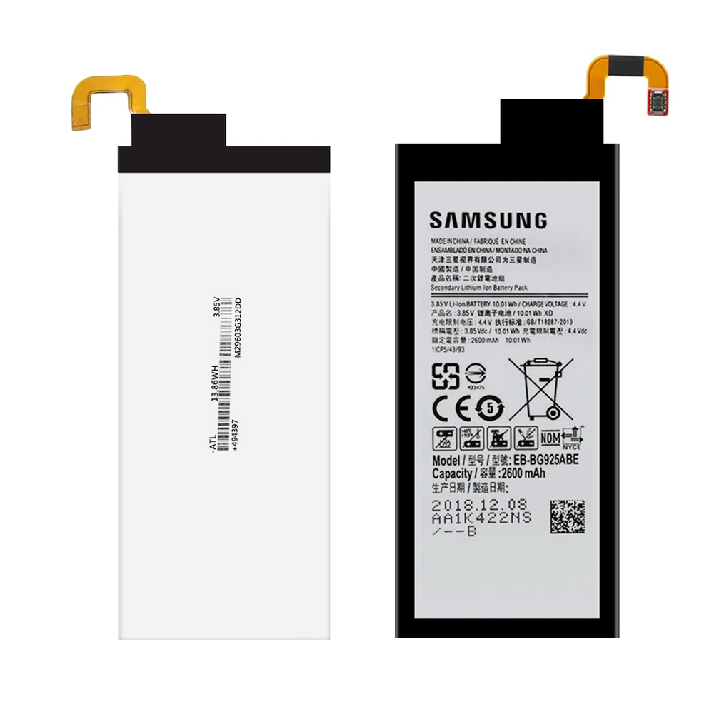 100% Оригинальный EB BG925ABE батареи для Samsung Galaxy S6 Edge G9250 G925F 2600mAh реальная емкость Akku +