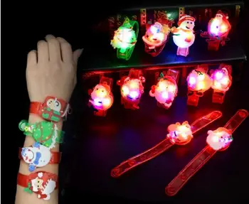 

12pcs/lot Cartoon luminous toy bracelet christmas pattern colorful rgb light up toys for holiday party concert,toy wrist band