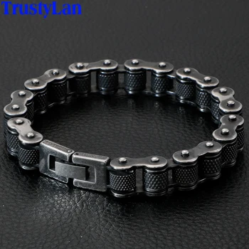 Retro Heavy Stainless Steel Motorcycle Chain Men Bracelet Male 13MM Wide Best Friends Mens Bracelets & Bangles Hip-Hop Jewelry