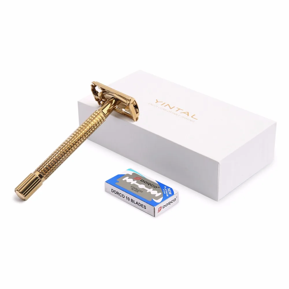 

Men Razors Long Handle Classic Safety Razor Chrome Butterfly Manual Double Edge Razor