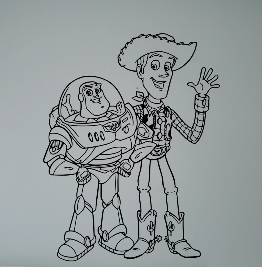 Buzz and Sheriff Woody Wall Vinyl Decal Cartoon Toy Story