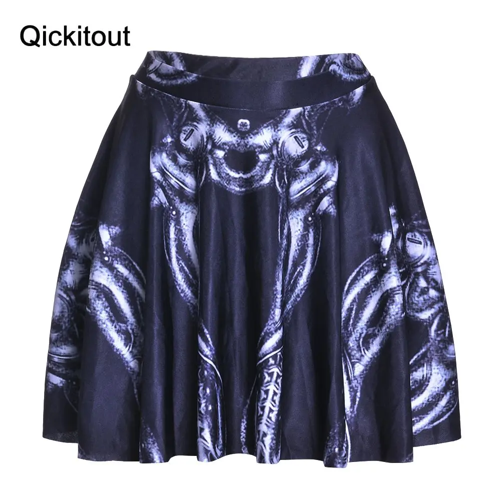 

Hot Sale Hot Women's Skirts High Waist Black Skeleton Zombie SKIRT Digital Printed Ladies Stretch mini Flared skirt Drop Ship