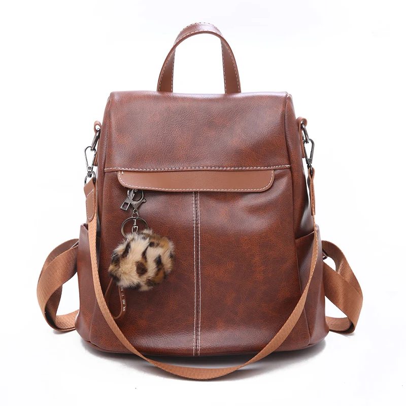 

Fashion Casual School Bags for Teenage Girls Pu Shoulder Bag Female Soft Multi-function Fashion Soft PU Leather Bag Backpack