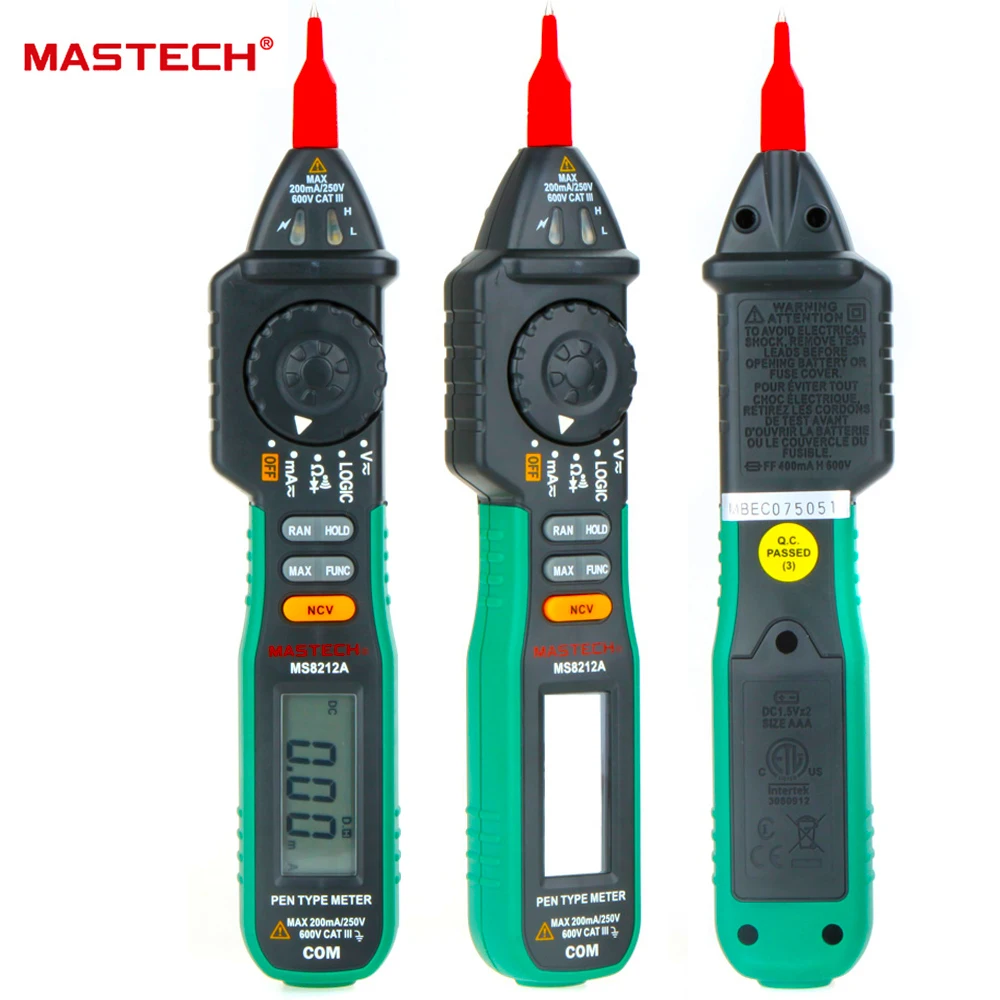 Цифровой Мультиметр Mastech MS8212A тип ручки мультиметр постоянный ток тестер