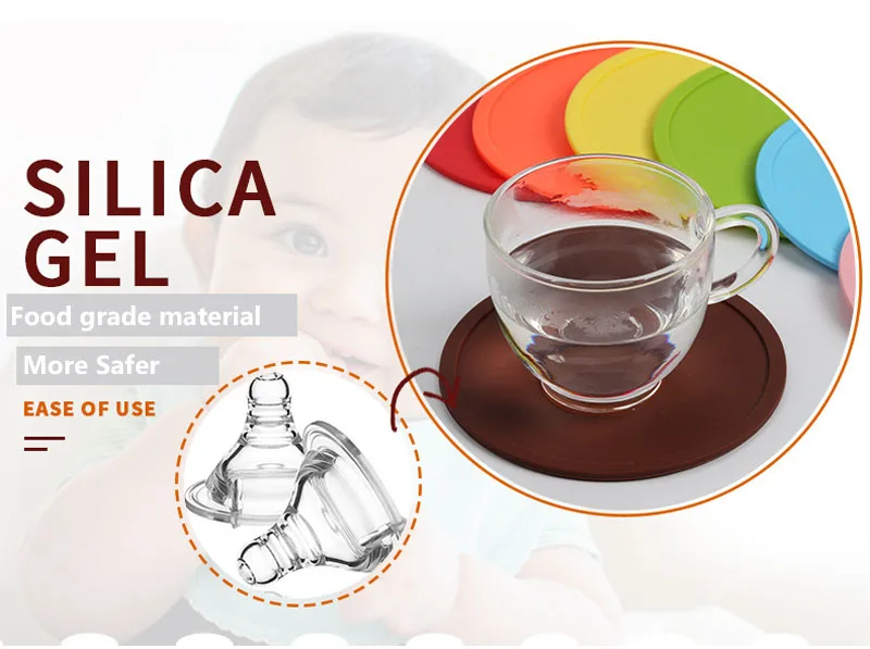 10CM Round Silicone Coaster Creative Simple Candy Colors Placemats Waterproof Non-slip Insulated Tea Coffee Coaster Table Mat    (19)