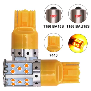 

2PCS Amber 1156 BA15S Led Light PY21W BAU15S 7440 Car Light 3030 35 SMD Error FREE LED Canbus Car Turn Lights 12V NO Hyper Flash
