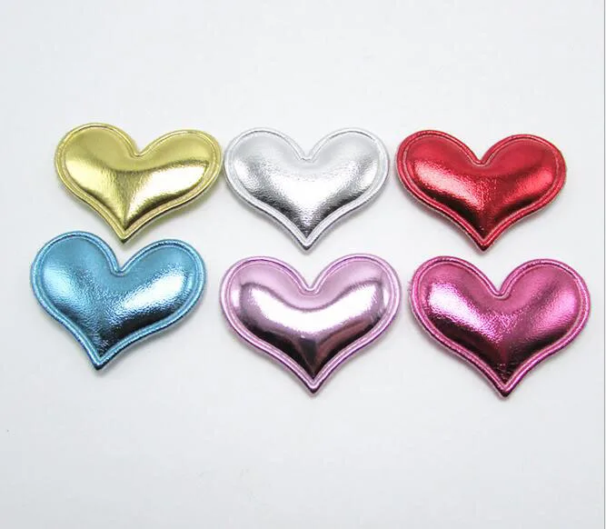

Multicolors Pu Heart Shape Patches 3x3.5cm 60pcs/Lot Padded Felt Appliques Hair Hat Decorative Ornament