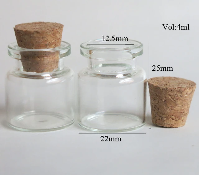 Mini bouteilles en verre transparent avec bouchon de liège, 100x4ml, 4cc,  petit bocal vide, petits récipients de stockage - AliExpress