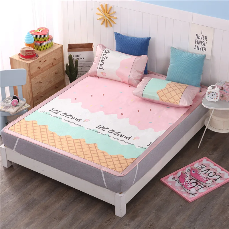 

3 PCS Cooling Bed Sheet With Pillowcase Bed Queen Size Mattress Bedspreads Covers Fitted Sheet Sets With Gel For King Size