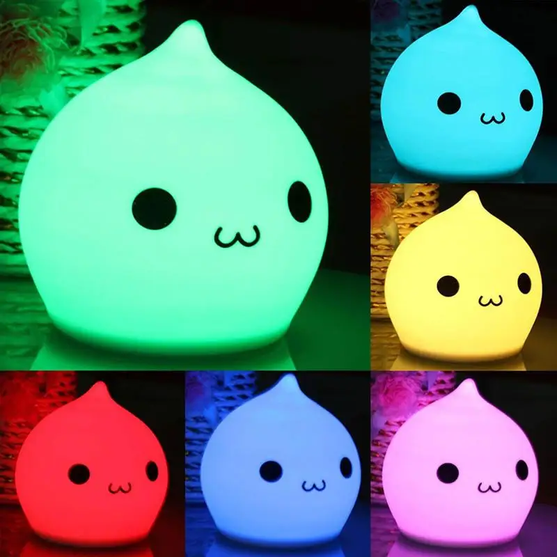 

Battery Powered Waterdrop LED Children Night Light 7-Color Silicone Baby Nursery Lamp