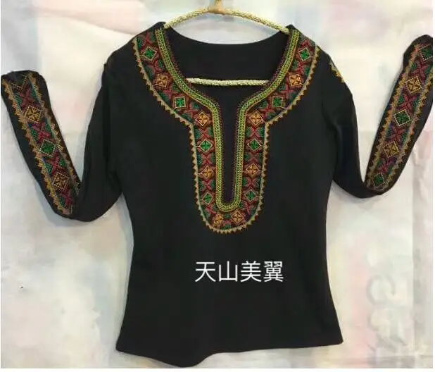 Xinjiang Dance tops Dance shirt Long sleeve Uighur women shirt Embroidery - Color: 2