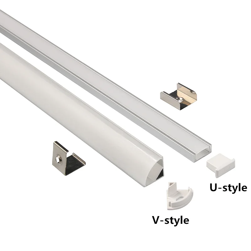 

1Set 50cm LED Bar Lights U/V Style Shaped Aluminum Channel Holder Milky Cover End Up for LED Strip Light Accessories