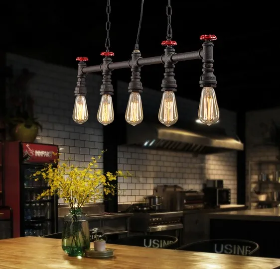 Retro Loft Style Water Pipe Lamp Edison Pendant Light Fixtures Vintage Industrial Lighting For Dining Room Hanging Lamparas