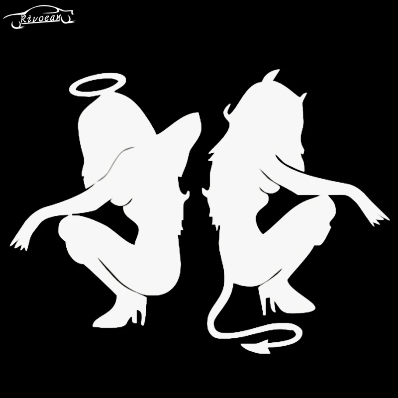 

Car Sticker 14*11 CM Angel and Devil Pattern Decals Fun Motorcycle Stickers Car Accessories #MY