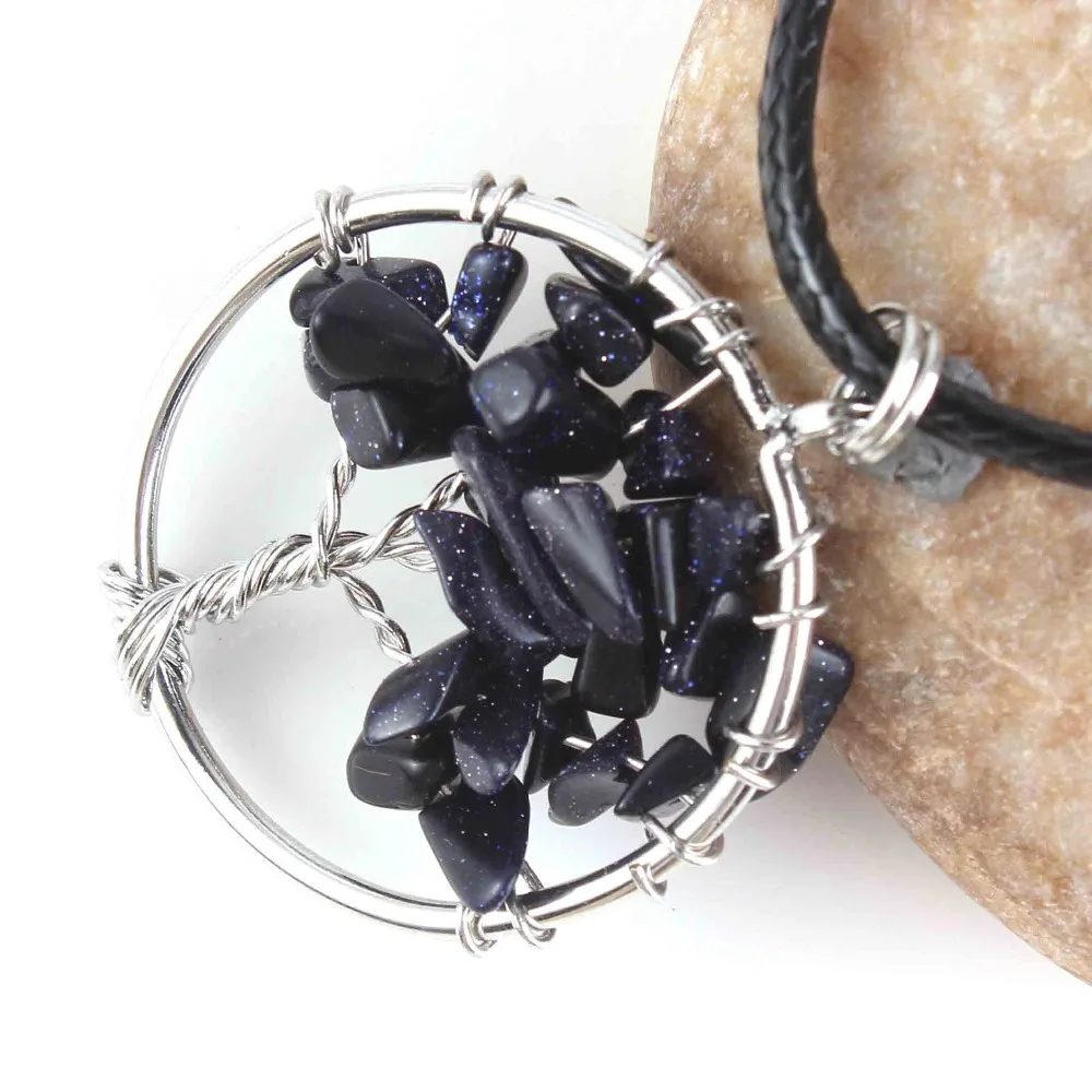 Natural Gnergy Gemstone~ Silver Plated Wire Wrapped Tree Of Life Healing Crystal Quartz Purple Amethysts Round Chakra Reiki Stone Pendant Necklace 21 AA00409005911a